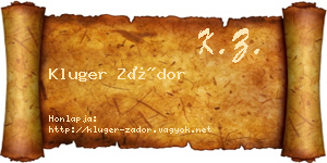 Kluger Zádor névjegykártya